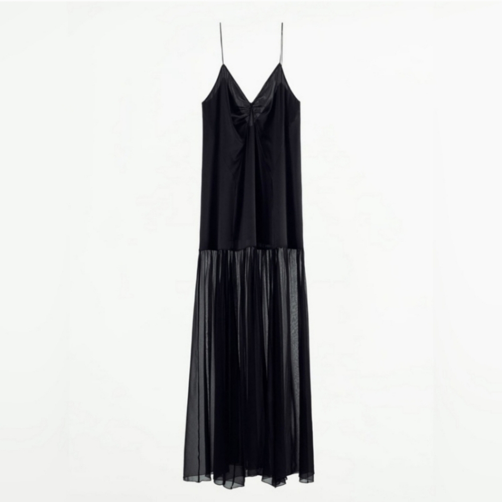 Zara Mulberry Silk Dress Black Size M - Picture 8 of 16